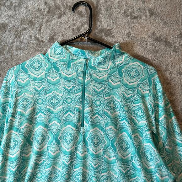 IBKUL VENETIAN TILES JADE Long Sleeve Mock Golf Shirt Size XL New - Picture 9 of 9